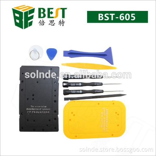BEST BST--605 10pcs in 1 Professional Disassembly hand phone repair tool Repairing Tool with Screw Plate for iphone 4G/4S/5G